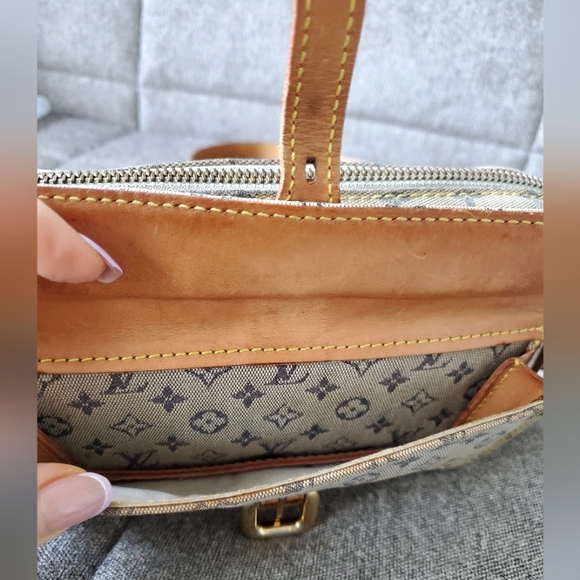 Authentic Louis Vuitton Juliette Mini Lin Crossbody Bag With Blue LV Monogram - Picture 9 of 14